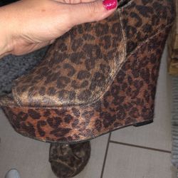 Candies Animal Print Platform Wedge