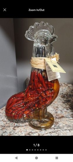 Vintage Shonfeld's Art For The Table Glass Rooster Decanter 23oz Chili Vinegar