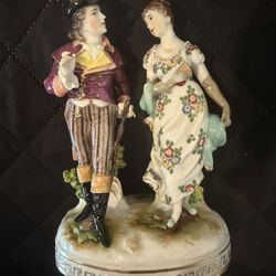 Vintage German Porcelain Figurine | Romantic Couple | Hand Painted European Porcelain