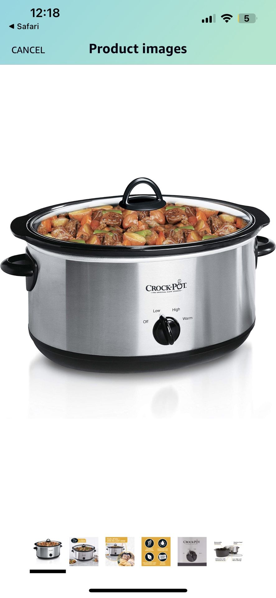 Crockpot 5-quart Slow Cooker 