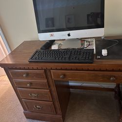 Small Wood Desk, Lamp Included.