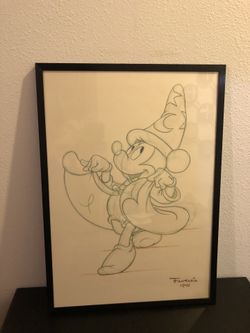 Mickey Mouse Fantasia framed drawing 28 1/2” x 20”