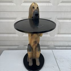 Dog Butler Hound Sculpture W/ Serving Tray Vintage Bombay Company 1998. Used in good condition with some cosmetic blemishes. These blemishes are in th