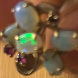 Australian Opal & Rubies Laddies Ring 24Kt 