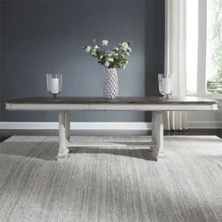 Liberty Furniture Abbey Park Trestle Dining Table in Antique White (TABLE ONLY) 