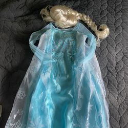  Elsa Halloween Costume With Wig - Brand New 