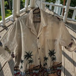 Pacific Legend Surf Motorcycle Art Hawaiian Button Up Shirt Short Sleeve USA,3XL