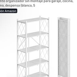 5-Tier Folding Metal Storage Shelf In Black Or White 