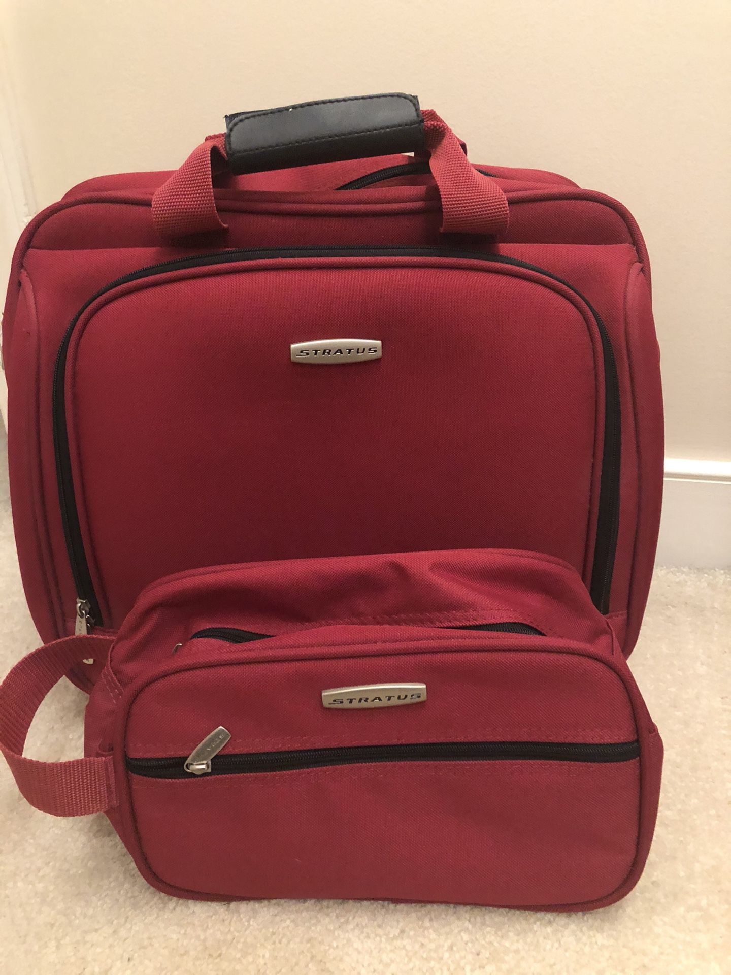 Red Stratus Rolling duffle and toiletry bag