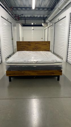 Queen bed frame with mattress