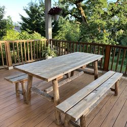 Log 6' Picnic Table with Detached Benches