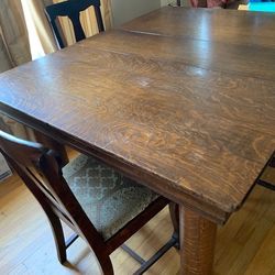 Antique Tiger Oak Dining Table Beautiful