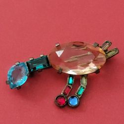 Unsigned Vintage RETRO Multicut Colored Faceted Diamante Jewels BROOCH