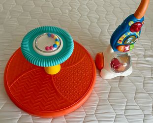 Toddler sit and spin with popper, and light up vacuum