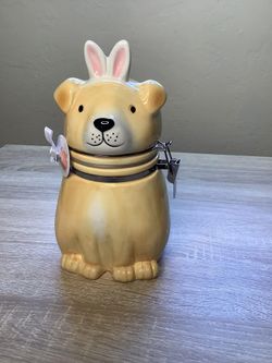 New Easter Bunny Ear Dog Hinged Jar $10
