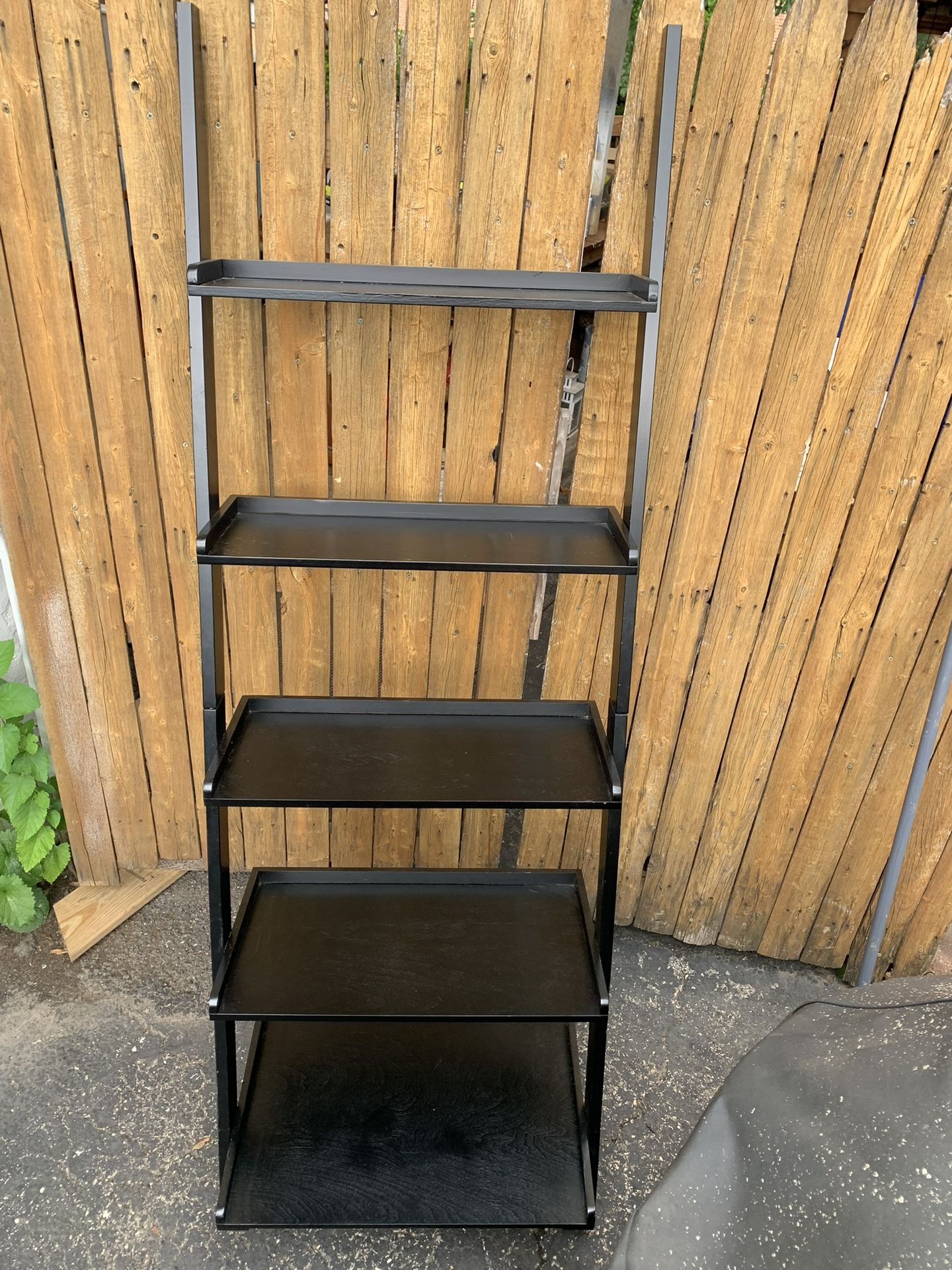 Bookshelf - Leaning wall bookcase ladder bookshelf 5 tier / shelf Black 25 W x 18 D x 72 H