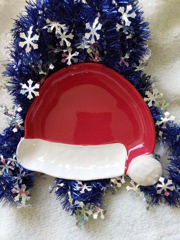 Pottery Barn "Santa Clause Hat" Cookie Plate