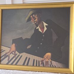The Piano Man II by Justin Bua Gold Framed Art Print 35"x28"x1.5"