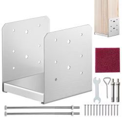 545*6"x 6" Post Base, 1Pcs Stainless Steel Adjustable Post Anchor Bracket(Internal 5.9 x 5.5"), Adjustable Post Base for Pavilion Deck Porch Handrail 
