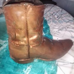 Vintage Child's Bronzed Cowboy Boot
