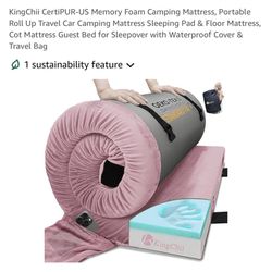 KingChii CertiPUR-US Memory Foam Camping Mattress, Portable Roll Up Travel Car Camping Mattress Sleeping Pad & Floor Mattress, Cot Mattress Guest Bed 