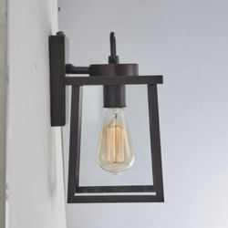 Set Of 1 Oil Rubbed Bronze Outdoor Garage Lights Dusk to Dawn, 11.5 Inch Clear Glass Porch Light Fixture Wall Mount, Exterior Sconce Lights for House,