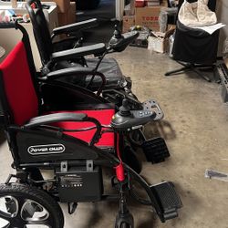 Morrean Electric Powered Wheelchair Foldable Lightweight Motorized Wheelchairs for Adults Seniors,All Terrain,Support 300lbs,20 Miles,Red
