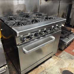 Commercial 6 Burner Gas Range Stove With Oven