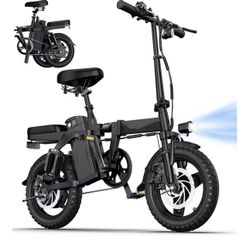 Electric Bike for Adults,14" Folding Adult E Bike with 500W Motor,20 mph,28 Miles Range,Advanced 9-Point Suspension & Pro-Level 44.99% Brake Ratio,Rem