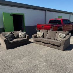 Gray/Tan Couch Sofa Set