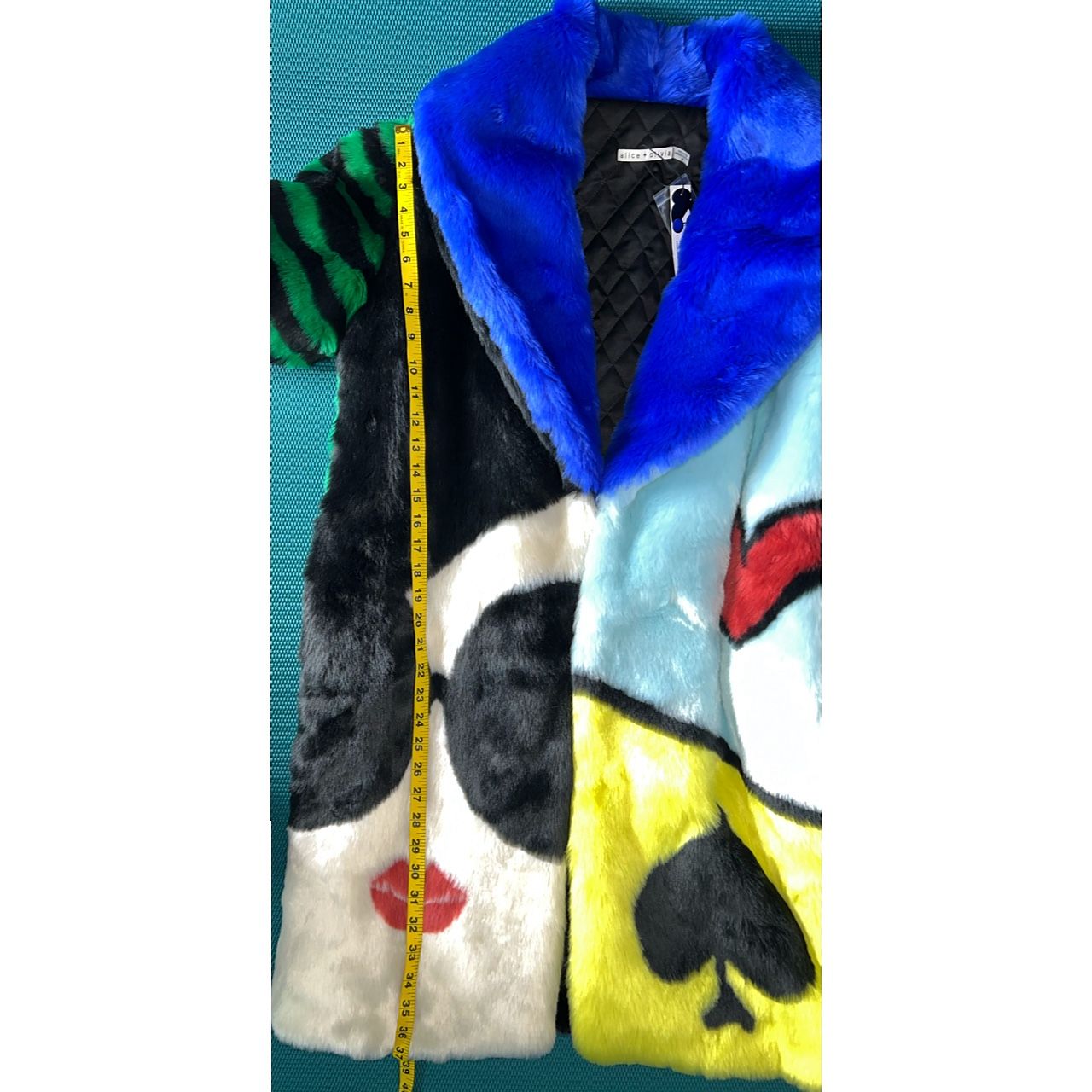 Alice Olivia Yetta Stace Face Faux Fur Multicolored Coat