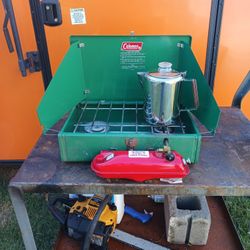 Coleman Camp Stove With 9 Cup Percolator 