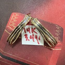 14K 3 Colors Gold Earrings For Wedding 3.4Gr