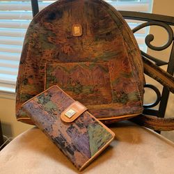 Vincent Van Gogh Paris Abstract Painting Sling Bag Backpack Canvas Leather With Wallet