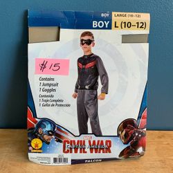 HALLOWEEN MARVEL CIVIL WAR CAPTAIN AMERICA FALCON KIDS SIZE LARGE 10-12 COSTUME