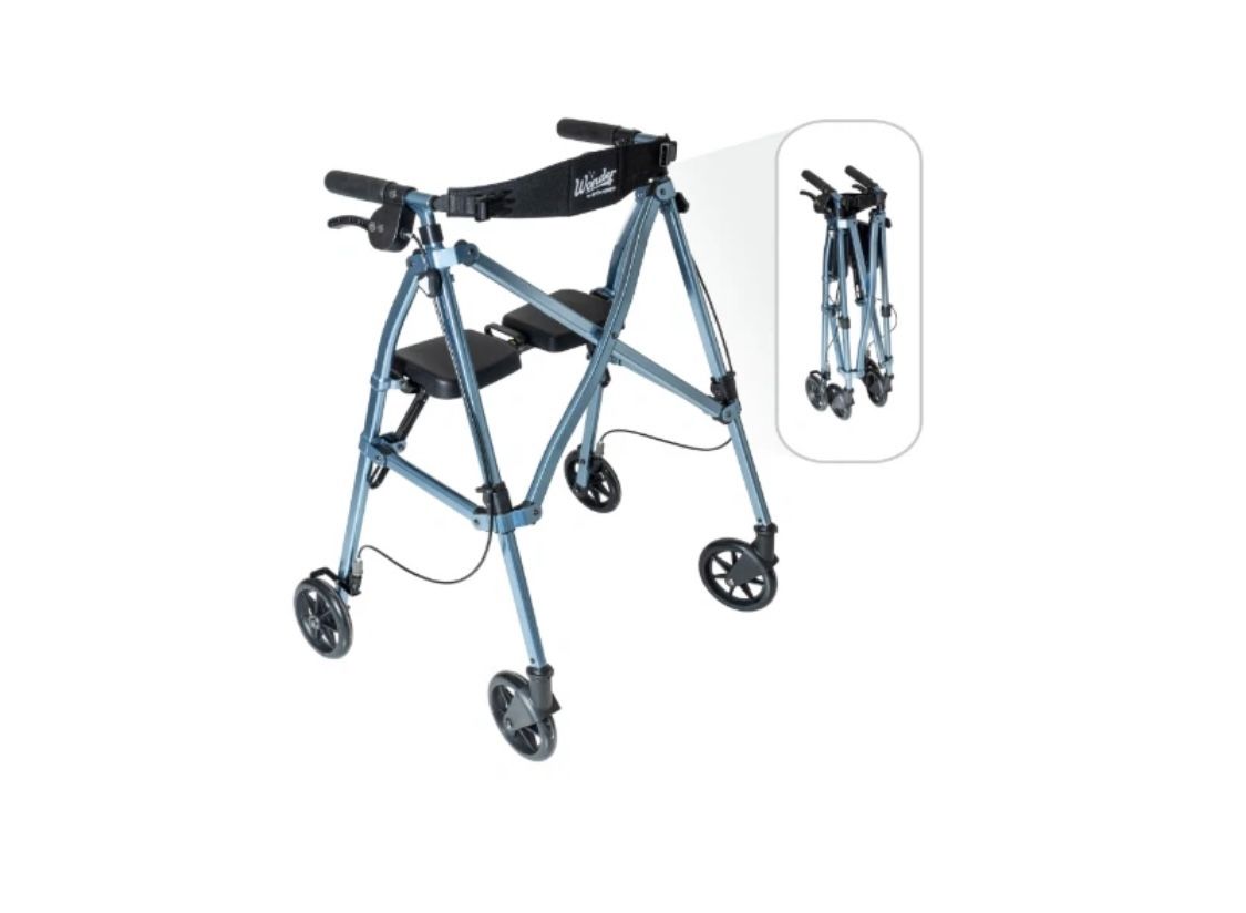 NEW Stander Wonder Rollator Walker Cobalt Blue New, Open Box Convenient seat for resting Easily folds to be portable Handle height adjustable 33" to 3