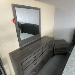 New Grey Dresser With Mirror 