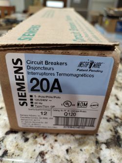 SIEMENS Q120 20AMP 1POLE BREAKERS BRAND NEW  12 PACK