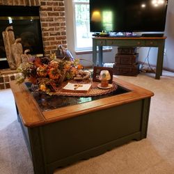 Living Room Furniture:  Coffee Table, Sofa Table, 2 End Tables, A China Cabinet, And An Entertainment Center 