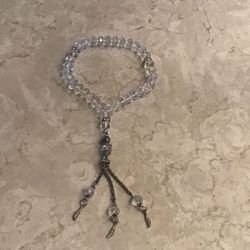 Sparkling Crystal Clear Quartz 10” Bracelet With Three Dangles 