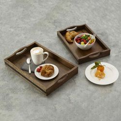Mikasa, (Set of 2) Vintage Style Mango Wood Nesting Decorative Serving Trays