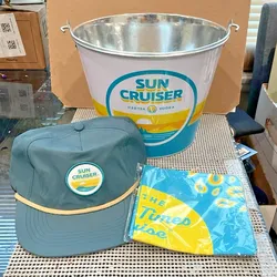 SUN CRUISER ICED TEA VODKA ICE BUCKET, HAT, AND BANDANA