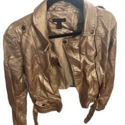 Material Girl Shimmering Rose Gold Leather Jacket