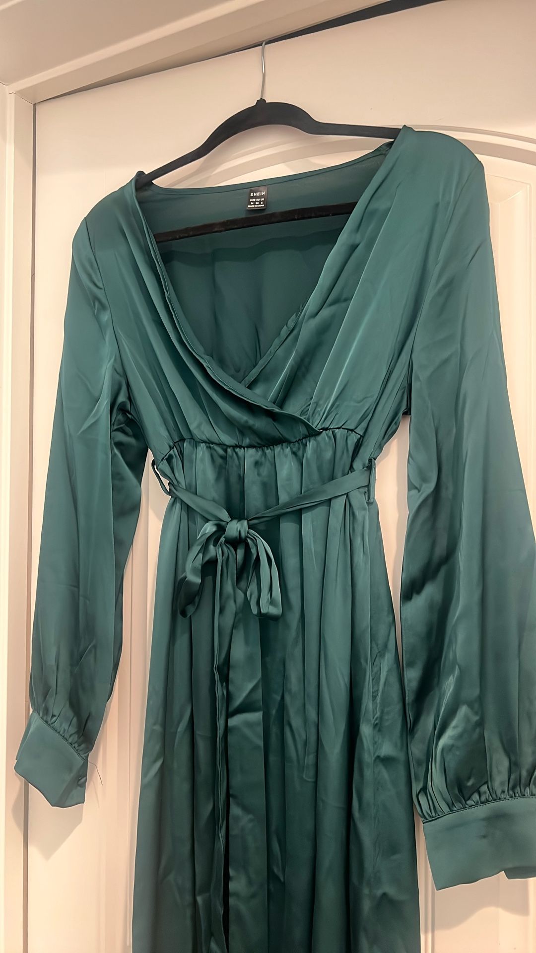 Green Satin Maternity Dress