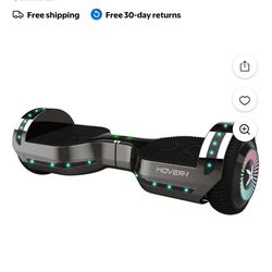 Hover-1 Chrome 7 Mph Hoverboard with LED Lights and Bluetooth Speaker, 6.5 In. Tires, 220 Lbs. Max Weight, Gunmetal (charger Included)