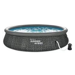 Summer Waves 14 x 3 ft quick set above ground swimming pool with pool and ladder