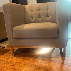 Modern Grey Fabric Lounge Chair