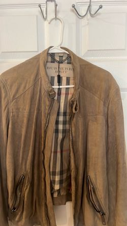 Burberry Brit Suede Leather Jacket unisex  Brown Nova Check Lining Size L Luxury