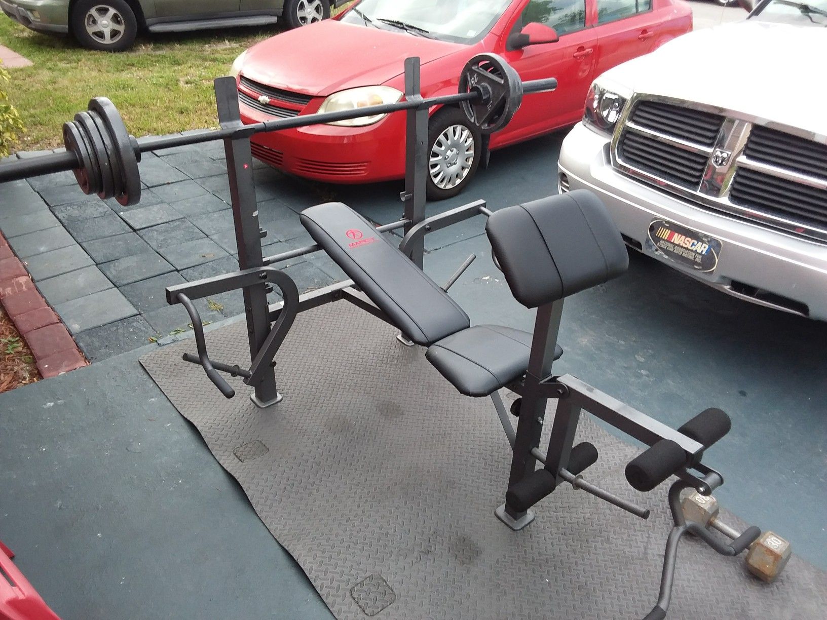 BENCH WEIGHT WEIGHT BENCH MARCY HEAVYDUTY BENCH WITH 7FT OLIMPIC BAR