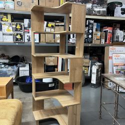 Natural Oak Corner Book  Shelf 